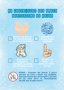 Rajab Amal Daily Checklist | Children (French)